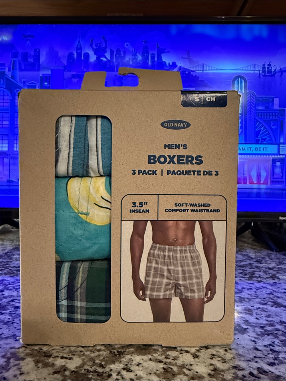 Old Navy Men's 3-Pack Boxers - Teal, Yellow, Green